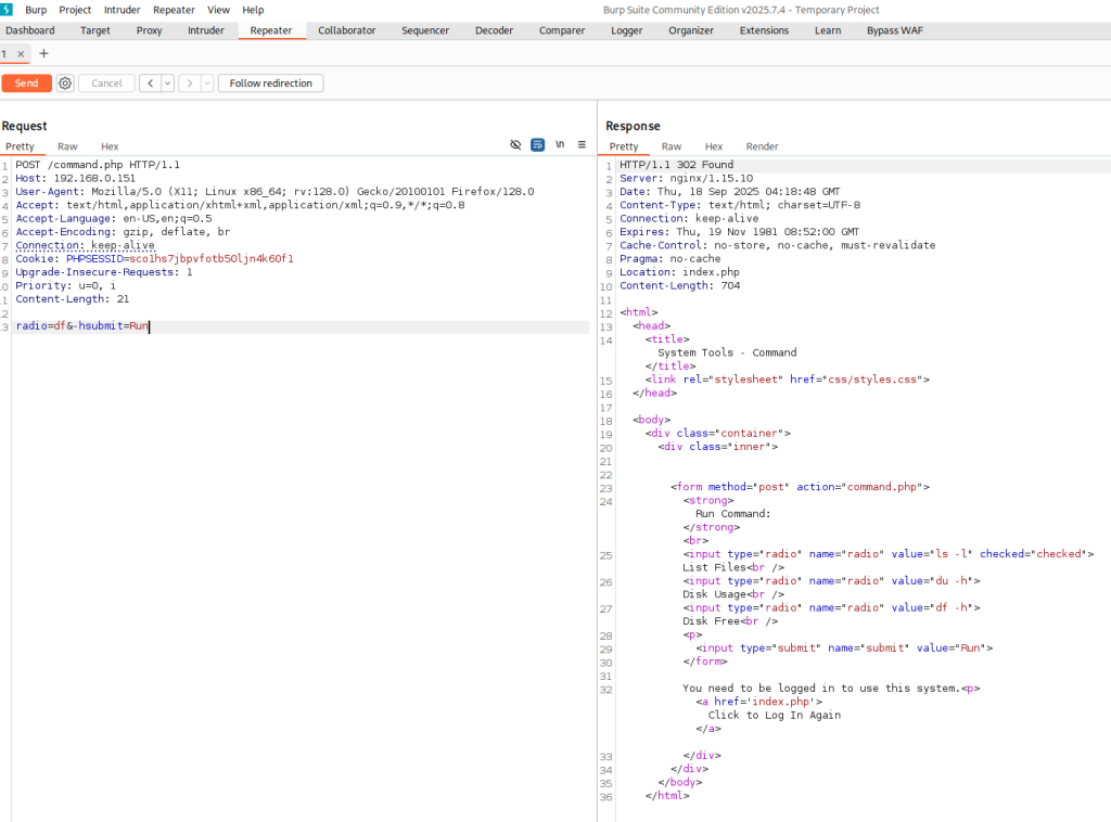 DC4 write-up LFI command.php