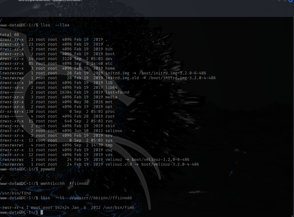 VulnHub dc1 walkthrough find SUID set 