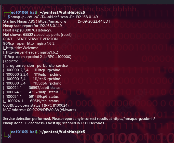 DC5 Walkthrough Port Scanning using nmap