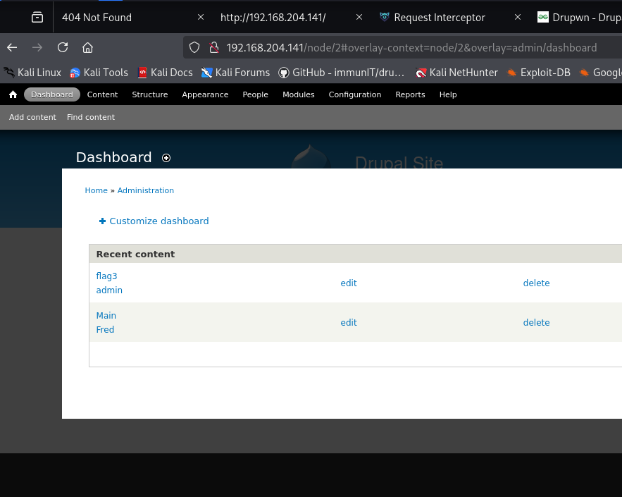 Vulnhub dc1 walkthrough write-up Drupal 7 sql injection logged in